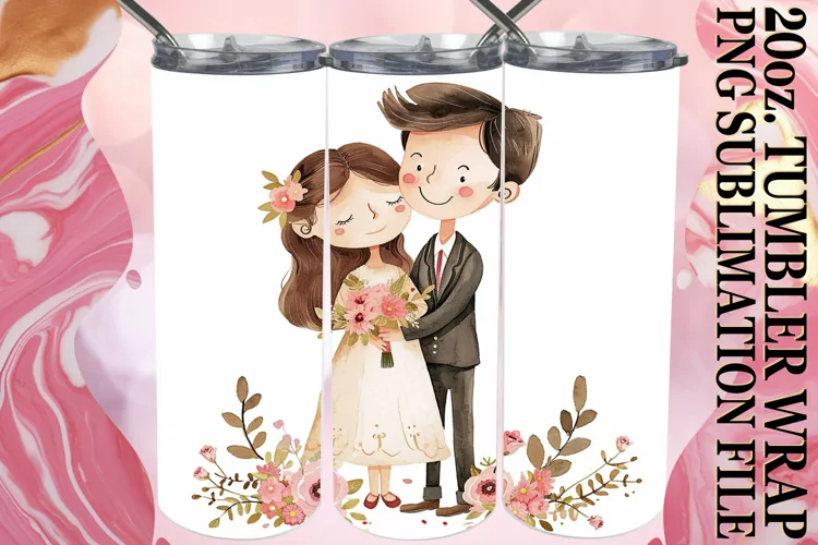 Minimalist Wedding Tumbler Sublimation: Watercolor Beauty