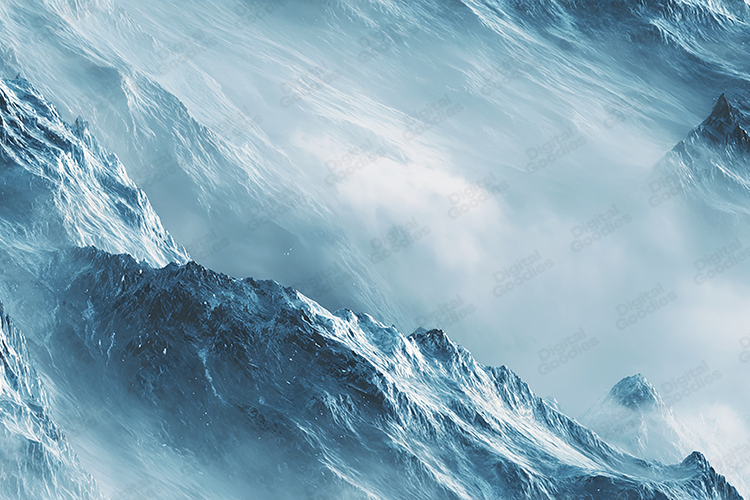 Icy Blue Glacial Mountain Peaks Background