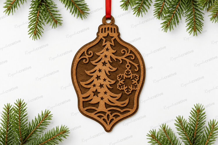 Christmas Tree Ornament Laser Cut SVG , Christmas tree SVG example image 1