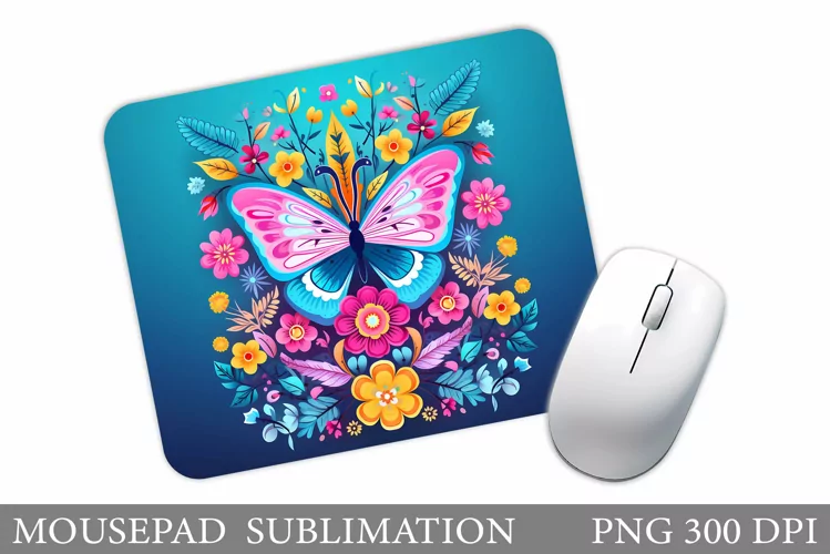 Butterfly Mouse Pad Design. Flowers Mouse Pad Sublimation