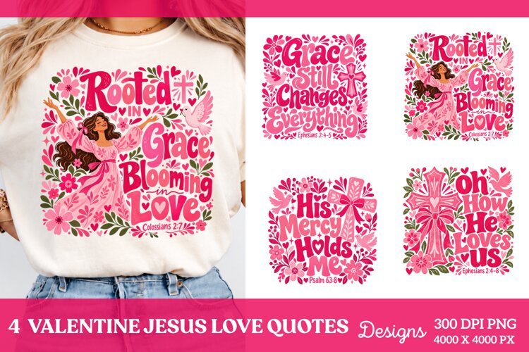 Valentine Jesus 4 Shirt PNG Designs, 4 Christian Valentine S example image 1