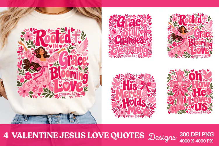 Valentine Jesus 4 Shirt PNG Designs, 4 Christian Valentine S