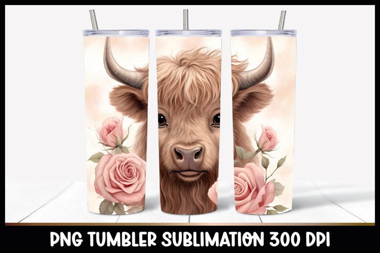 Highland Cow Tumbler Sublimation I Spring Cow Tumbler example image 1