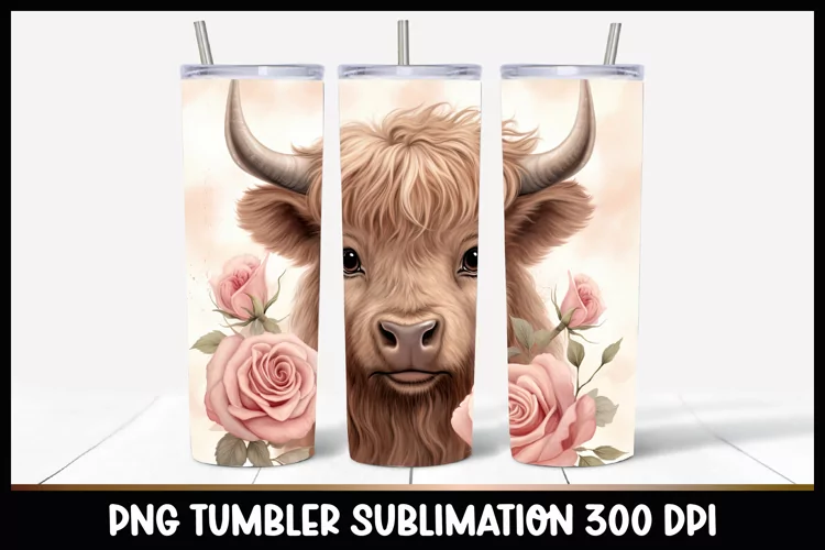 Highland Cow Tumbler Sublimation I Spring Cow Tumbler