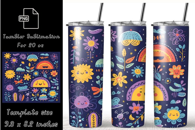 Boho Flowers 20 oz Tumbler Wrap Sublimation