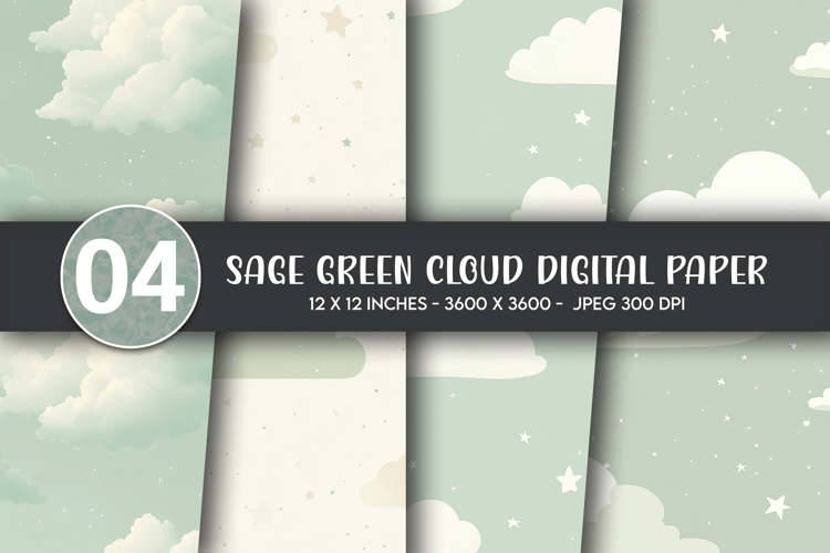 Sage Green Cloud Digital Paper