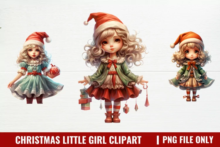 Christmas Little Girl Clipart Sublimation