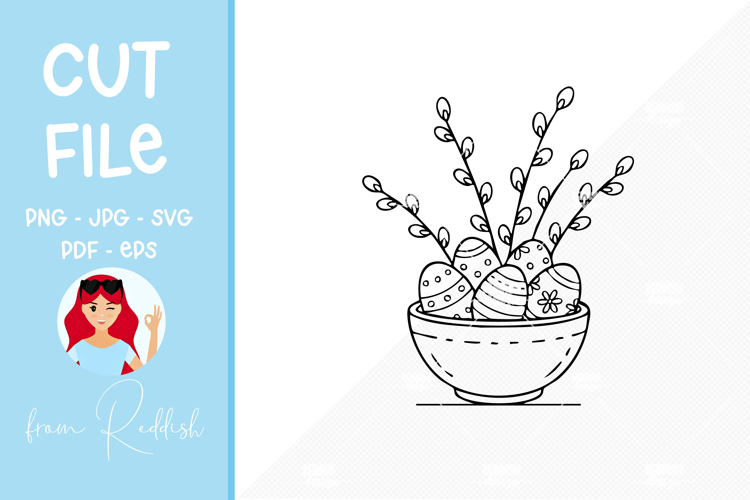 Easter SVG Line Art Cut File