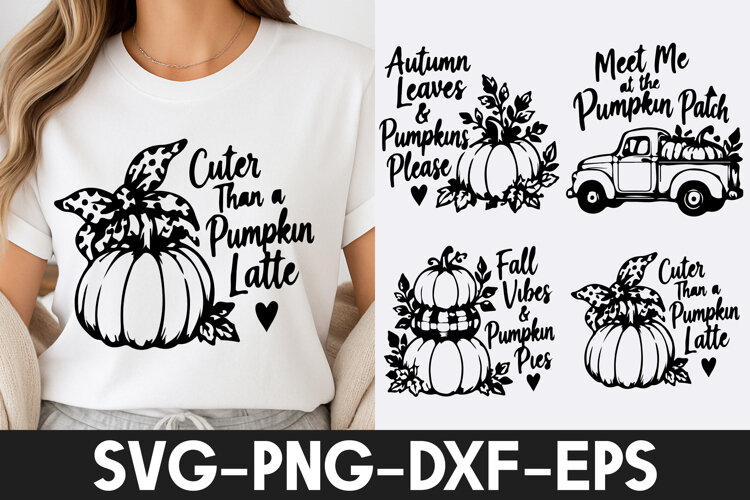 Cuter Than a Pumpkin Latte Fall SVG PNG example image 1