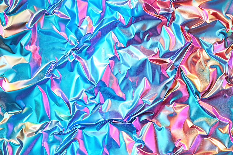 Vibrant Iridescent Crumpled Foil Abstract Background
