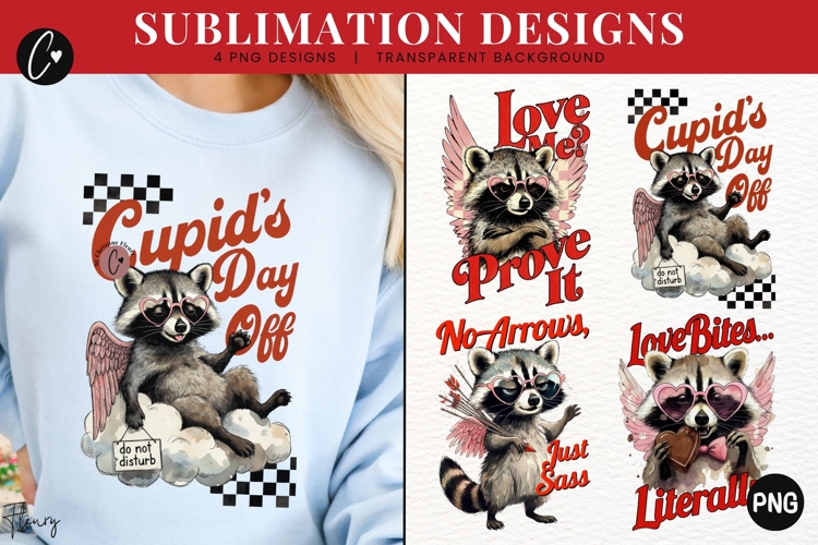 Funny Valentine Raccoon PNG - 4 Designs