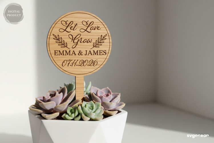 Circle Wedding Plant Tag Laser Cut | Glowforge | SVG