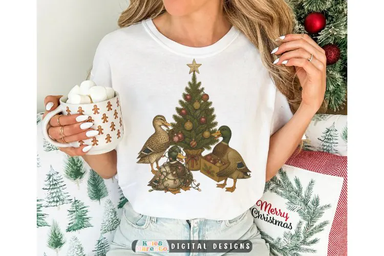 Christmas Mallards PNG | Holiday Lights Mallard Duck PNG