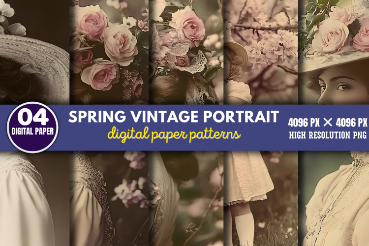 Spring Vintage Portrait Photos Paper PNG