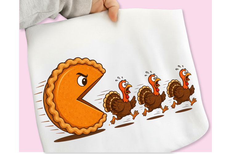 Funny Thanksgiving PNG, Thanksgiving Pumpkin Pie Chasing PNG