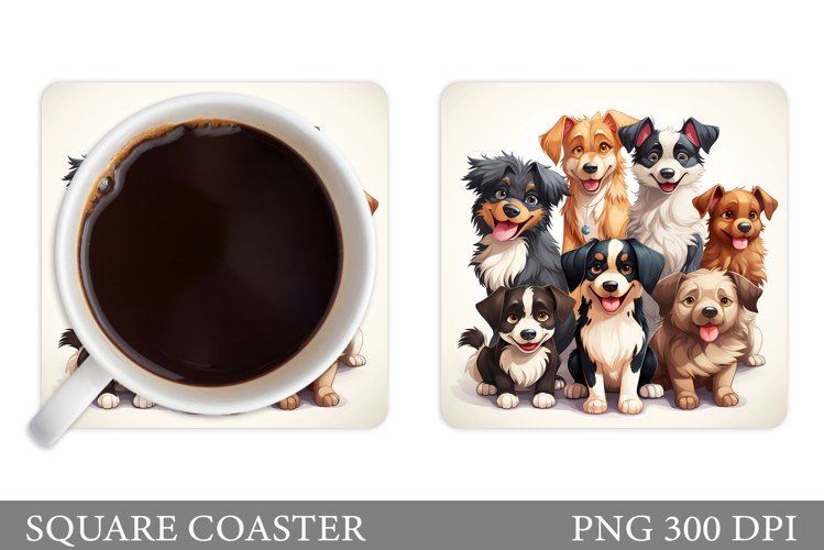 Funny Dog Coaster Sublimation. Cute Dogs Coaster Design