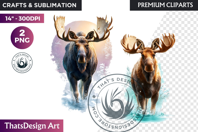 Moose Watercolor Winter Animal Clipart Arctic Wildlife PNG