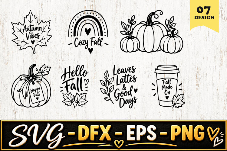 Autumn Fall Pumpkin Designs SVG PNG example image 1