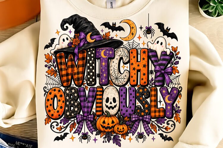 Witchy Obviously PNG, Halloween Sublimation, Halloween PNG example image 1