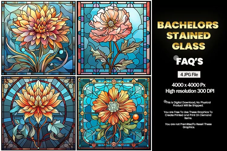 Stained Glass Bachelors Square Coaster - 04 Variations