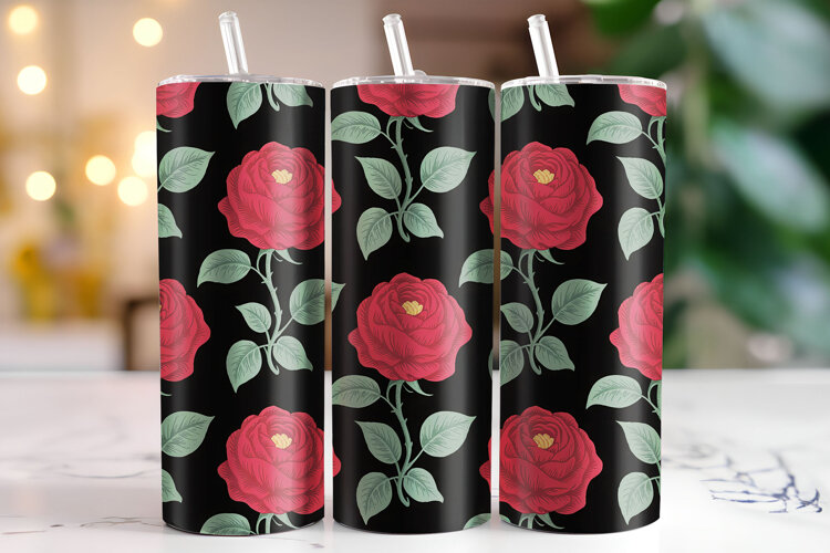 Rose Flowers Tumbler Wrap | Sublimation | Tumblers example image 1