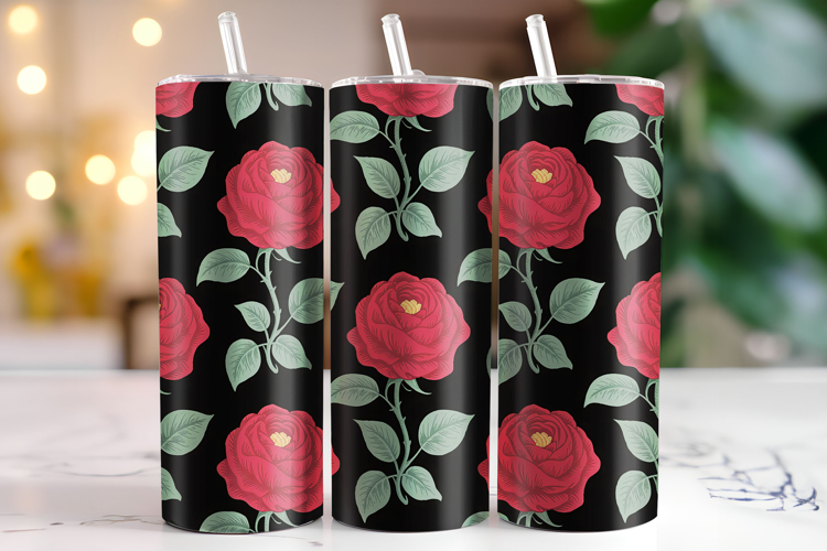 Rose Flowers Tumbler Wrap | Sublimation | Tumblers