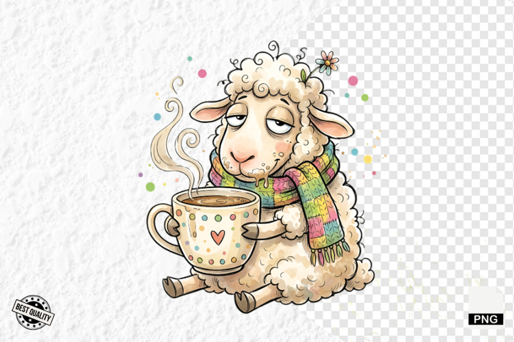 Whimsical Farm Animals Drink Coffee Clipart