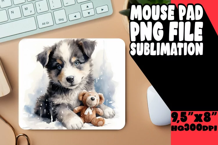 Snowy Wilderness Animal Watercolor Mouse Pad - Sublimation