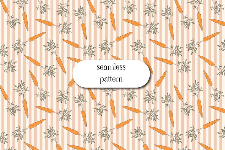 Carrot Seamless Pattern, Easter Spring Stripe Background