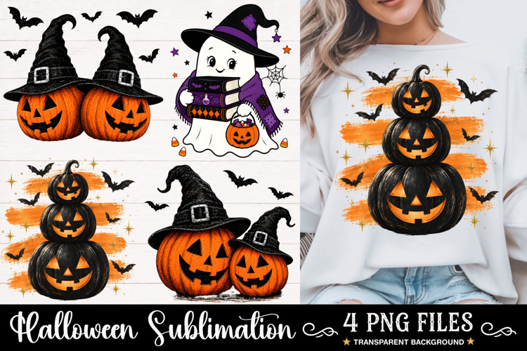 Striped Vintage Halloween Pumpkin PNG, Funny Halloween PNG