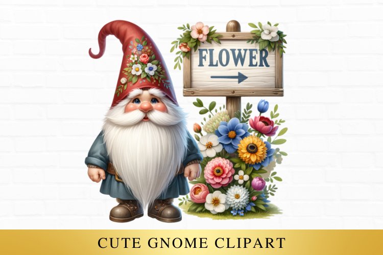 gnome clipart, flower shop sublimation