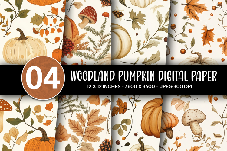 Woodland Pumpkin Digital Paper