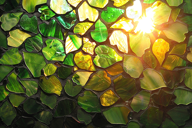 Green Stained Glass Sunlight Artistic Background