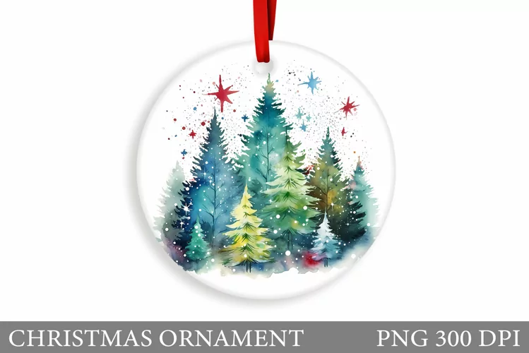 Watercolor Christmas Tree Christmas Ornament Sublimation