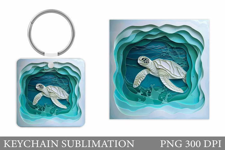 Turtle Keychain Sublimation. Sea Turtle Sublimation