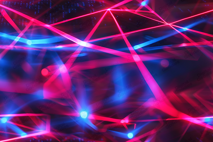 Neon Laser Light Streaks Blue Pink Abstract Background