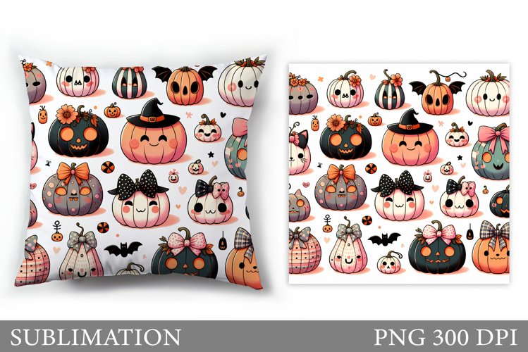 Cute Pumpkin Pillow Design. Cute Halloween Sublimation example image 1