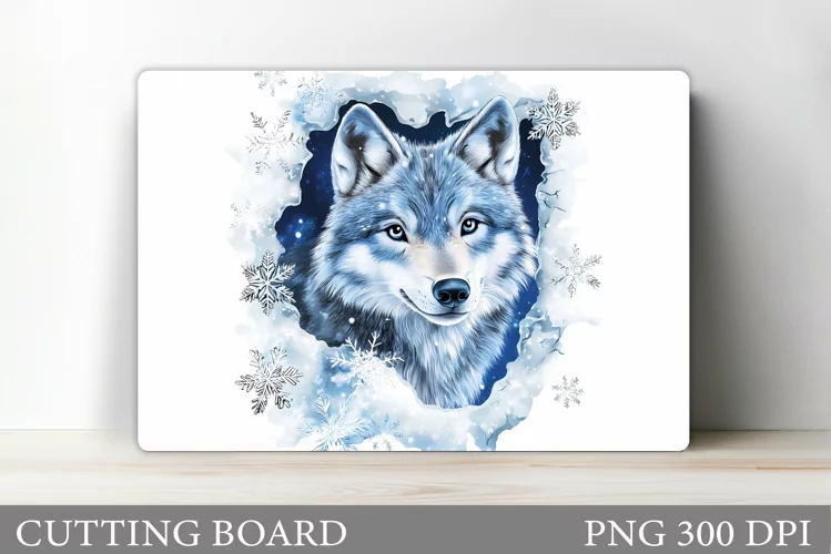 Winter Wolf Cutting Board. Christmas Cutting Board Design