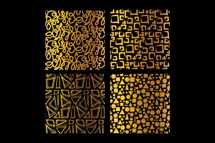 Gold Geometric Grunge Seamless Patterns 4 Designs example image 1