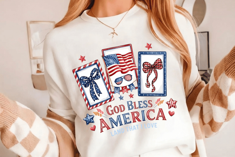God Bless America PNG T-Shirt|4th of July PNG Sublimation