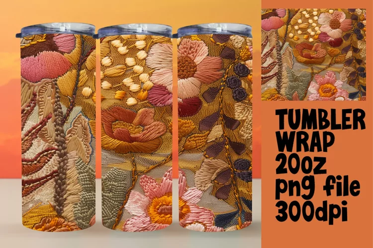 Embroidered Pattern Sublimation Tumbler