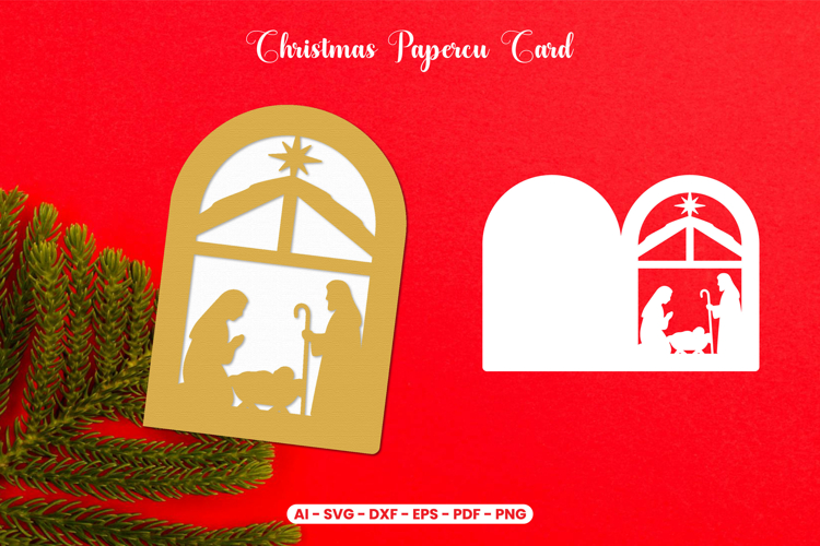 Christmas Card Paper cut SVG - Christmas Papercut