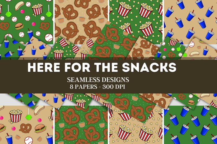 Here for the Snacks - Baseball digital paper - seamless