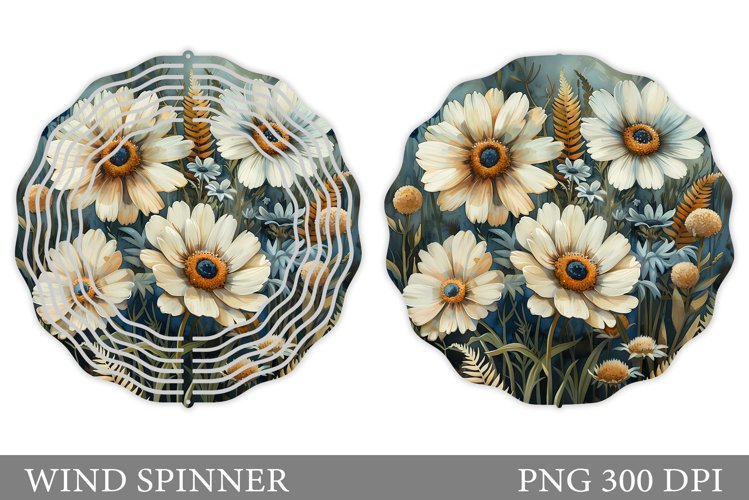 Flowers Wind Spinner Sublimation. Flowers Spinner Design example image 1