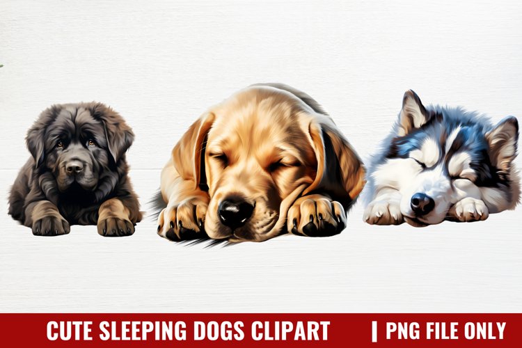 Cute Sleeping Dogs Clipart
