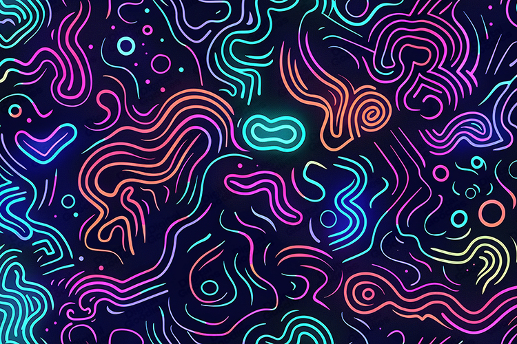 Vibrant Neon Topographical Line Art Background
