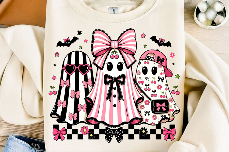 Pink Bow Ghost Trending Halloween PNG