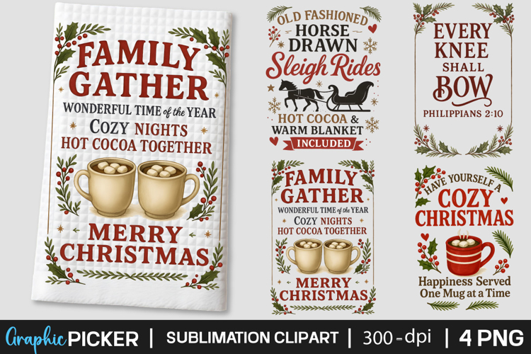 Christmas Kitchen Towel PNG, Christmas PNG, Retro Christmas