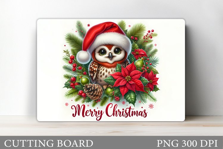 Christmas Owl Cutting Board. Christmas Cutting Board example image 1