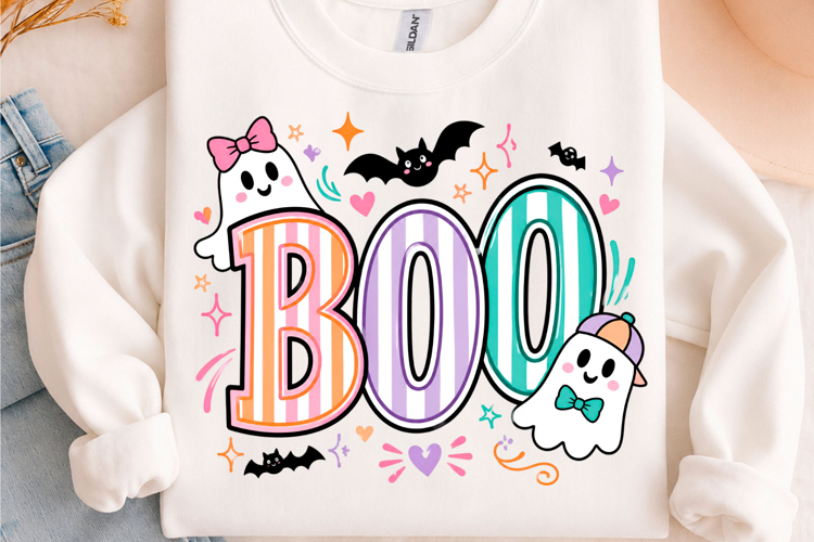 Preppy BOO Ghost Halloween PNG